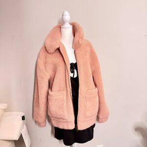 Cream Fuzzy Oversized Jacket